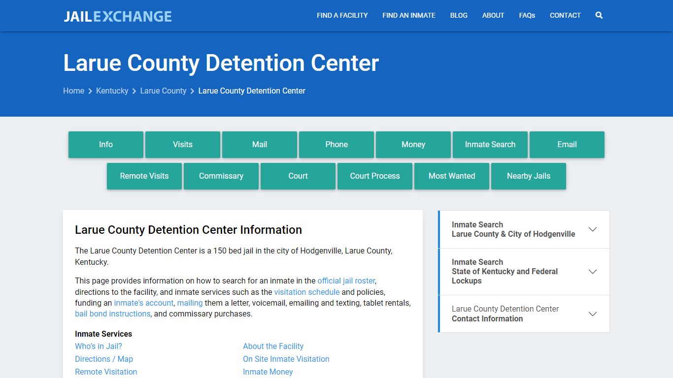 Larue County Detention Center, KY Inmate Search, Information